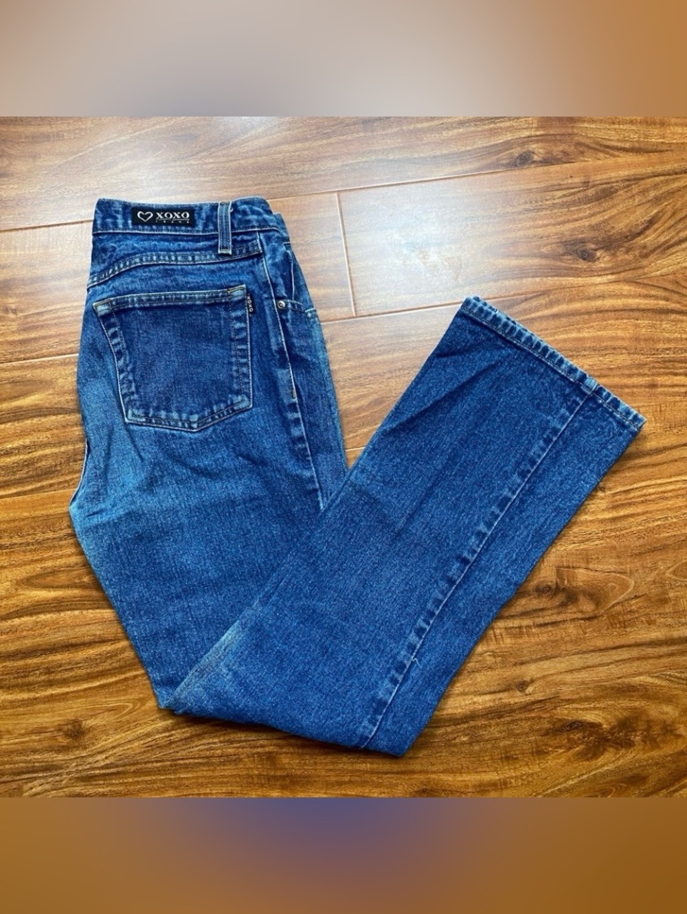 Vintage 90's XOXO Juniors Blue High Waist 100% Cotton Flare Jeans Size 9 Casual